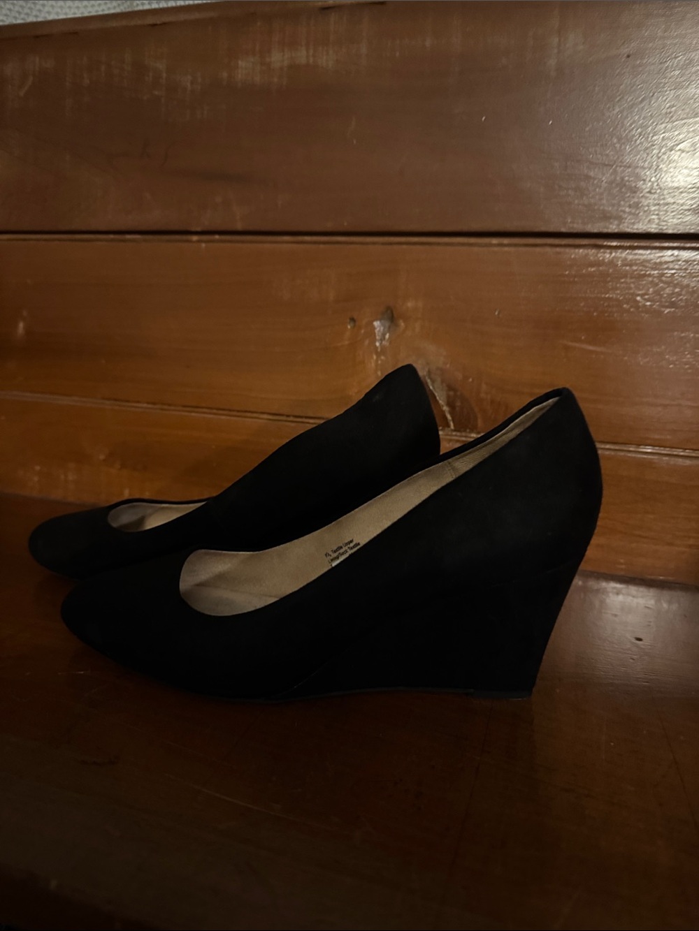 a new day Black Suede Wedge Pumps